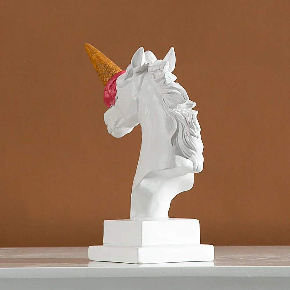 DecorBites™ Ice Cream Horse Head Resin Sculpture Figurine for Home Office Decor & Gifts