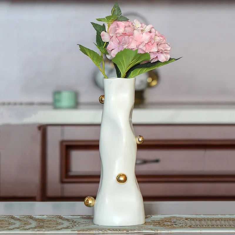 DecorBites™ Geometric Sphere Vase: Unique Porcelain Flower Arrangement Home Decor