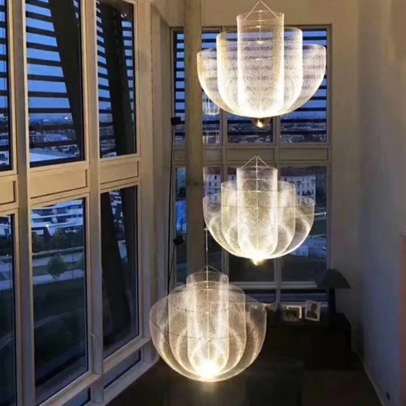 DecorBites™ Geometric Iron Chandelier | Nordic Loft Pendant Light Fixture