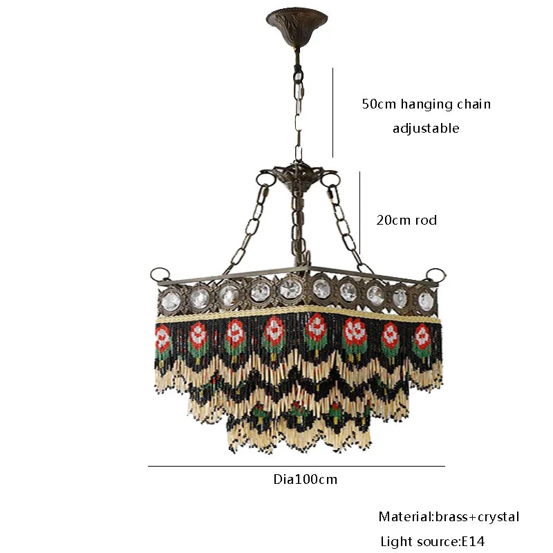 نجف كريستالي نحاسي فرنسي من DecorBites™ - مصابيح أوروبية كلاسيكية معلقة لغرفة المعيشة وغرفة النوم