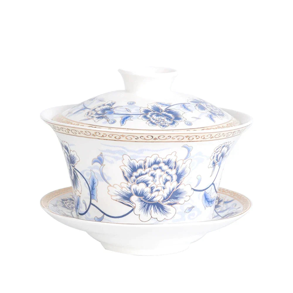 DecorBites™ 350ml Ceramic Gaiwan Porcelain Tea Cup Set
