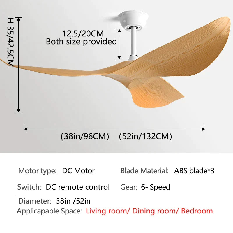 DecorBites™ 52" DC Ceiling Fan with Remote Control for Living Room, Restaurant, Office & Modern Spaces.