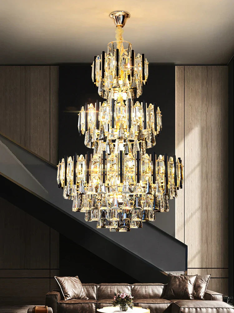 DecorBites™ Crystal Hollow Villa Chandelier: Modern Luxury Pendant Light for Living Room and Hotel Lobby