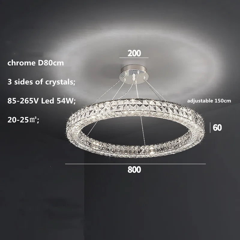 DecorBites™ Crystal LED Chandelier: Modern Luxury Chrome Steel & Clear K9 Crystal Lighting