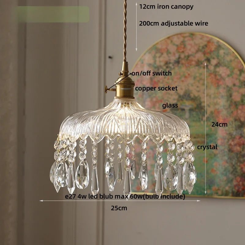 DecorBites™ Crystal Glass LED Pendant Lamp: Modern Luxury Interior Lighting for Home Decor