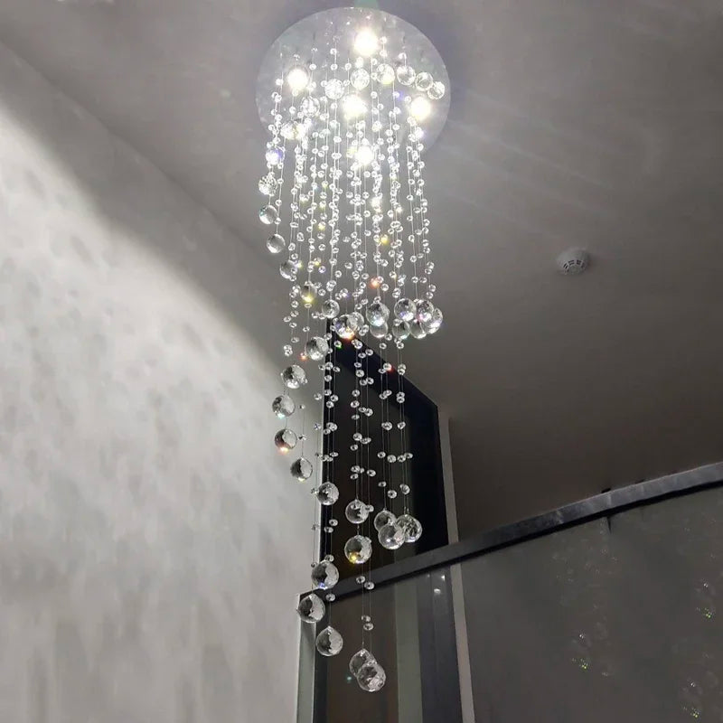 ثريا كريستال لولبية كبيرة LED من DecorBites™ لغرفة المعيشة الحديثة والسلالم وغرفة النوم والفنادق