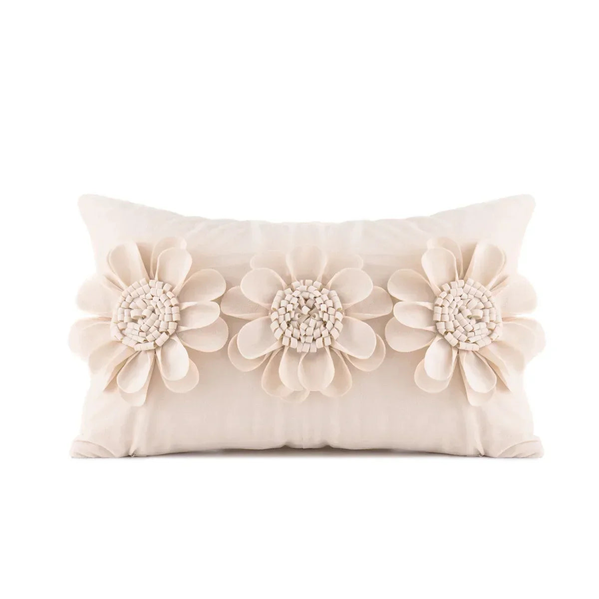 DecorBites™ 3D Velvet Flower Pillow Covers in Yellow Beige 45x45cm