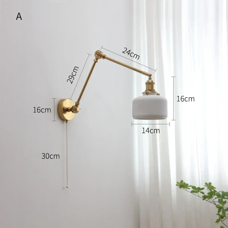 DecorBites™ Copper Swing Arm Wall Lights Sconce Up Down LED Modern Ceramic Lampshade