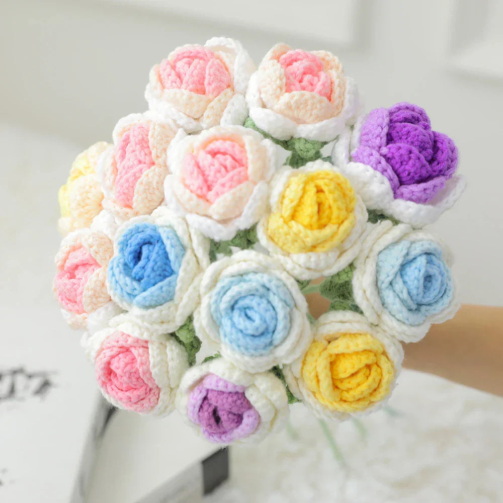 باقة ورد منسوجة DecorBites™ لافعلها بنفسك هدية كروشيه لعيد الأم أو الزفاف
