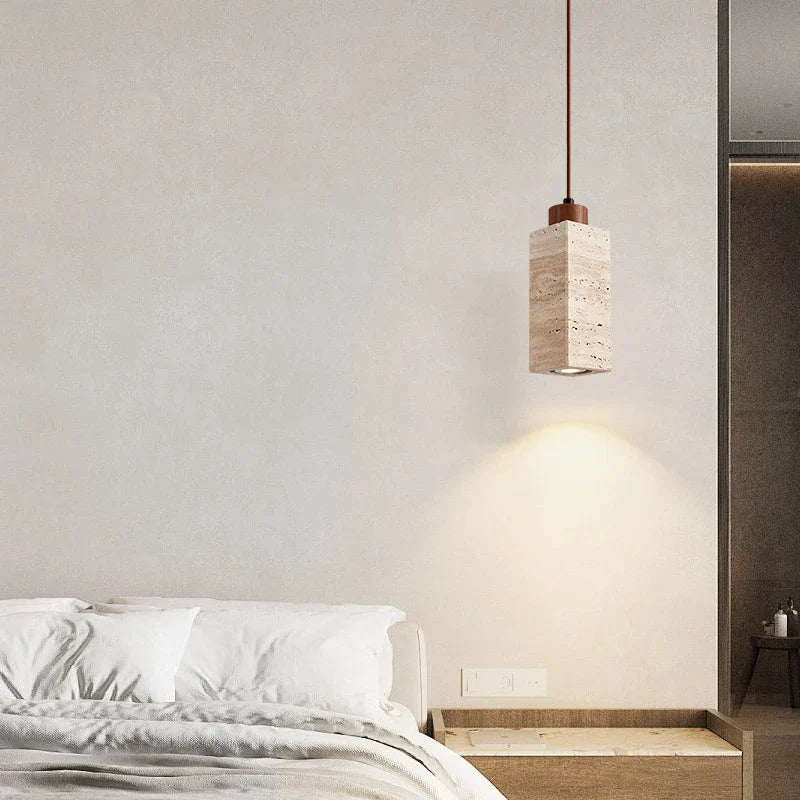 مصابيح إضاءة متدلية من الحجر الياباني DecorBites™ LED - حجر ترافرتين أصفر وWabi Sabi