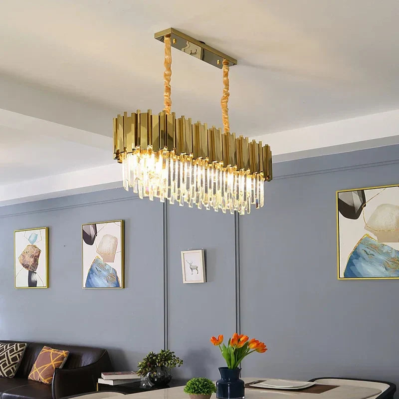 DecorBites™ Crystal Oval Ceiling Chandelier LED Lights Bedroom Living Room Lighting