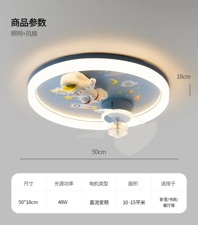 DecorBites™ Astronaut Kids Ceiling Fan Light - Modern Minimalist Boy and Girl Room Fixture