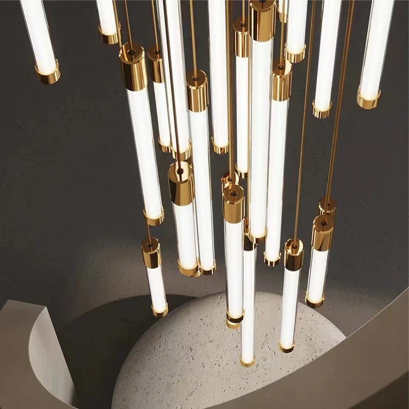 Modern Staircase Pendant Chandelier in Black or Gold