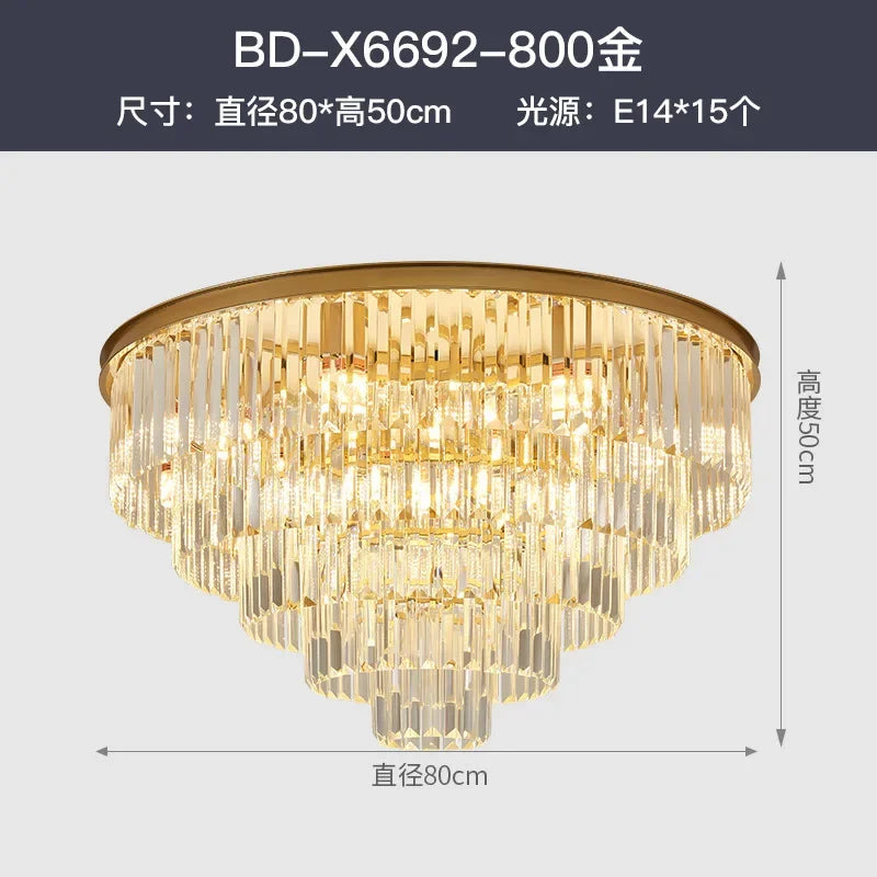 ثريا كريستال ذهبية وسوداء بإضاءة LED من ديكور بايتس™ - مصباح تعليق دائري حديث متعدد الطوابق