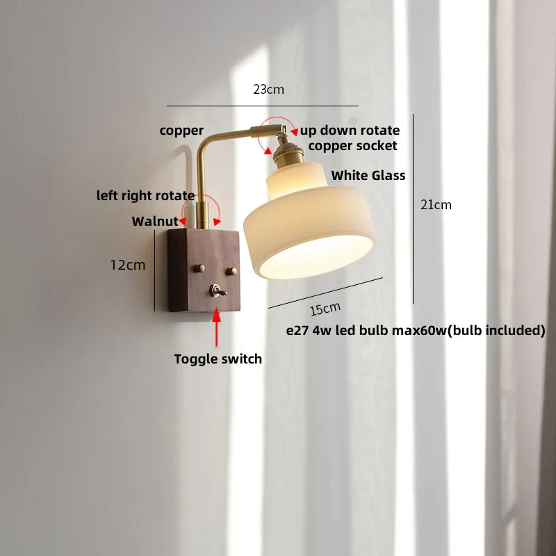 DecorBites™ Clear Glass LED Wall Light Walnut Copper Stair Fixture