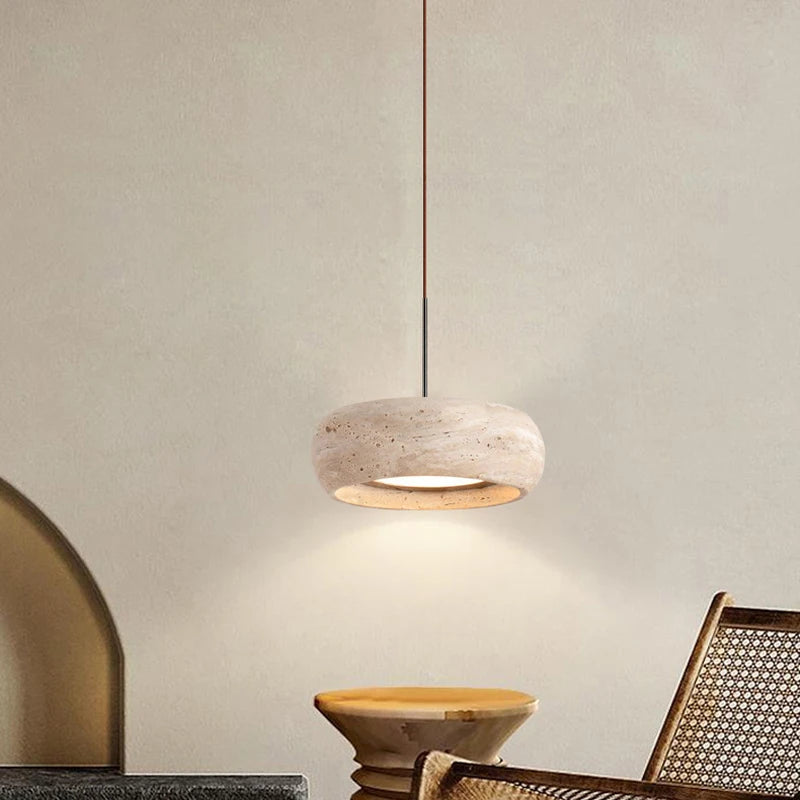 Japanese Wabi-Sabi Yellow Stone Pendant Light