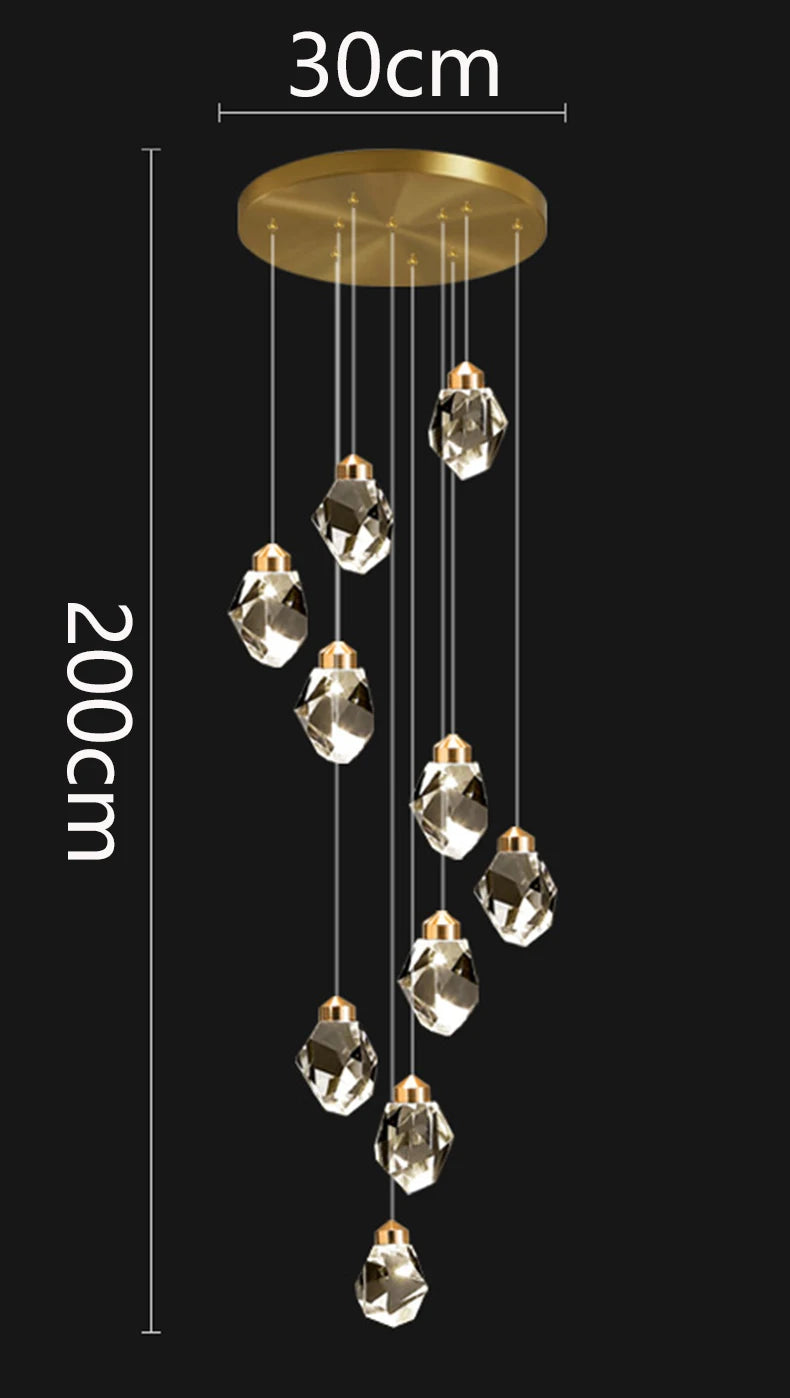 Modern Crystal Staircase Chandelier Pendant Light