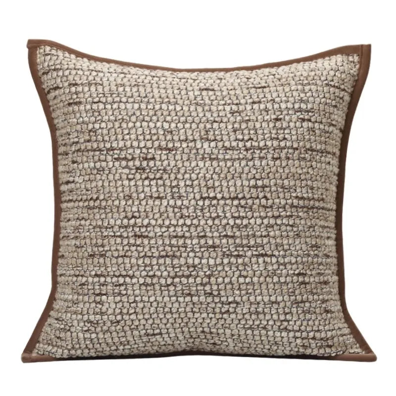 DecorBites™ Geometric Brown Leather Splicing Throw Pillow Cover 45x45cm Luxe Square Cushion Case