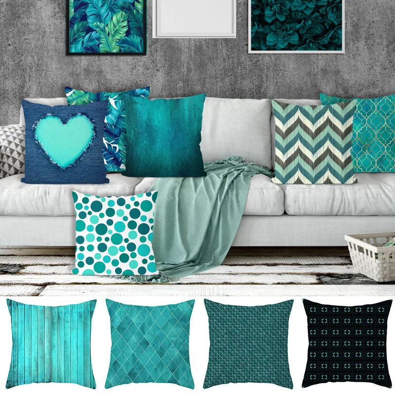أغطية وسائد DecorBites™ بتصميم أوراق ريشية ونقشة قلب هندسية للمنزل