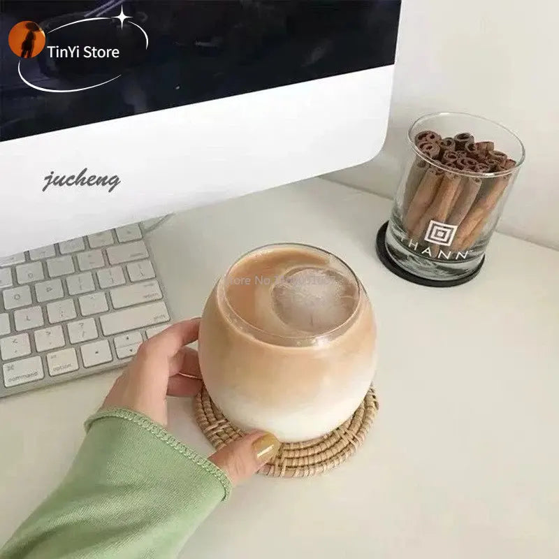كوب قهوة زجاجي شفاف DecorBites™ سعة 400 مل للمنزل والبار وحفلات الكوكتيل