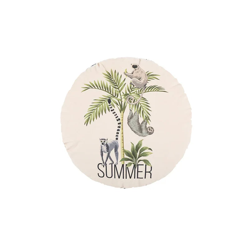DecorBites™ Jungle Cartoon Print Velvet Cushion Cover - Hawaiian Decor for Sofa