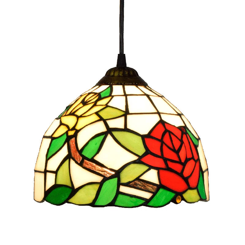 European Stained Glass Pendant Light, 20cm