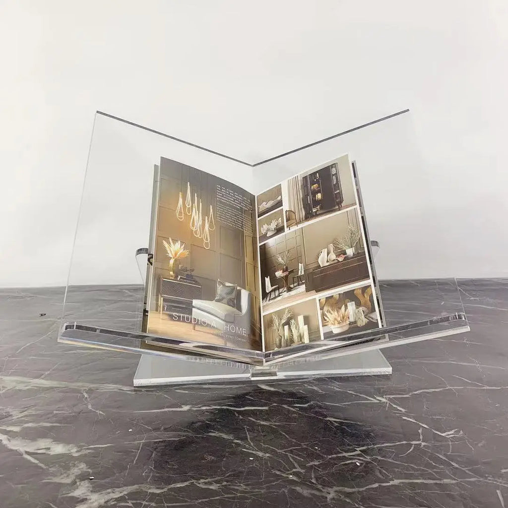 DecorBites™ Acrylic Geometric Bookshelf Magazine Rack Desktop Organizer Home Decor Storage