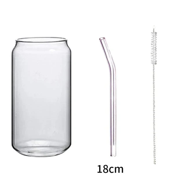 DecorBites™ Glass Drink Cup with Bamboo Lid - High Borosilicate Glass Tea Juice Coffee Mug