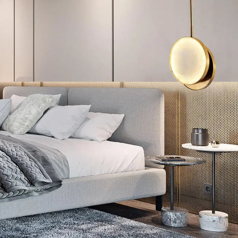 DecorBites™ Golden Marble LED Pendant Light: Luxe Nordic Minimalist Decor for Living & Dining Rooms