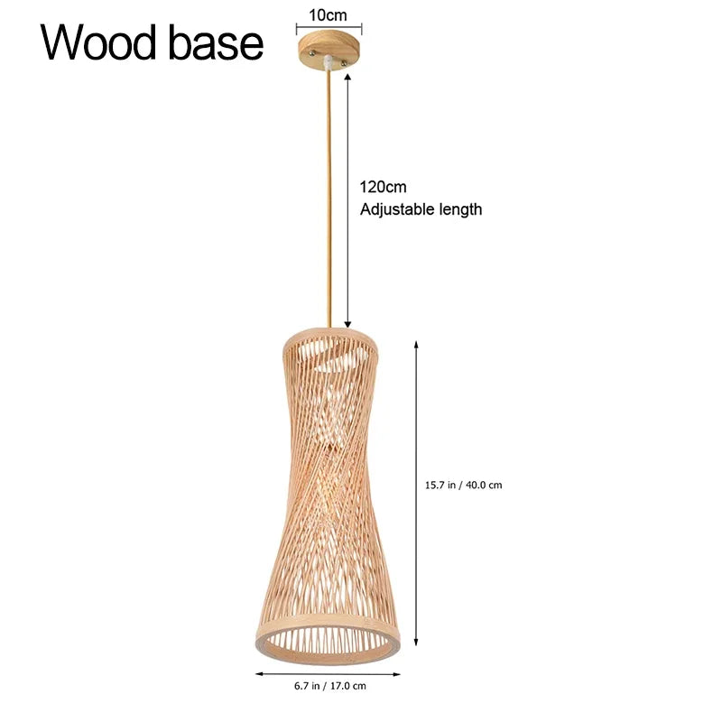 Japanese Bamboo Woven Pendant Light in Natural Finish