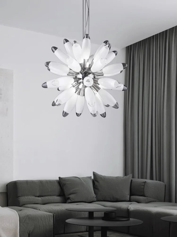 ثريا جلوب كبيرة DecorBites™ LED مع عاكسات إضاءة زجاجية - هيكل كروم أو ذهبي