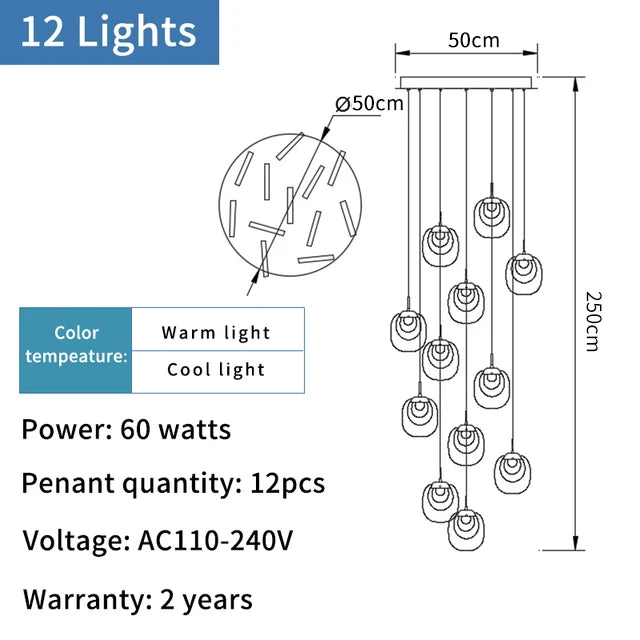 ثريا الدرج الكريستالية الذهبية من ديكور بايتس™ | تركيبات إضاءة داخلية فاخرة