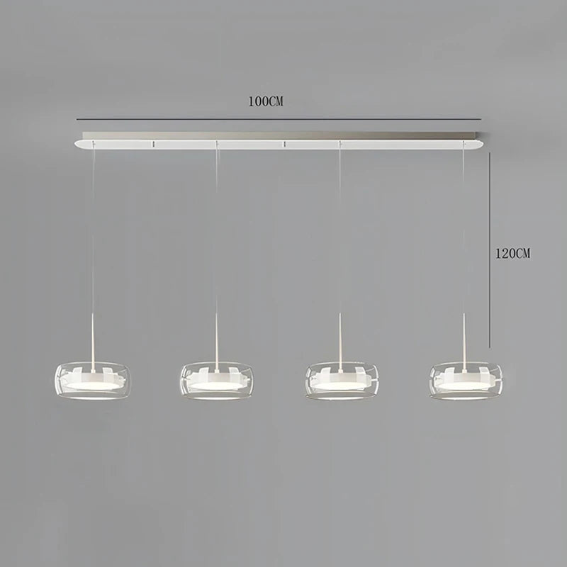 Modern Glass Ring Pendant Light in Iron
