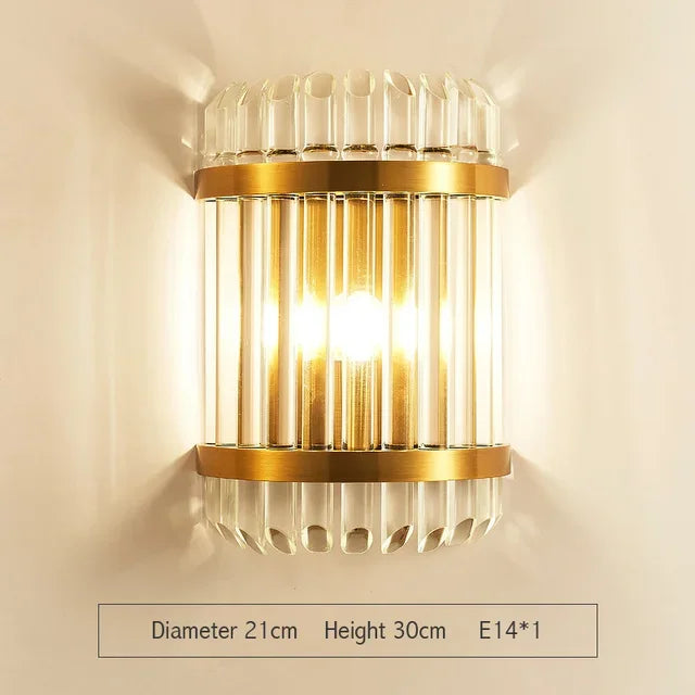 مصابيح حائط كريستال ذهبية من DecorBites™: شمعدان LED أنيق لغرفة النوم وغرفة المعيشة والحمام