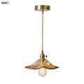 DecorBites™ Amber Glass Pendant Light Fixture with Copper Knob Switch