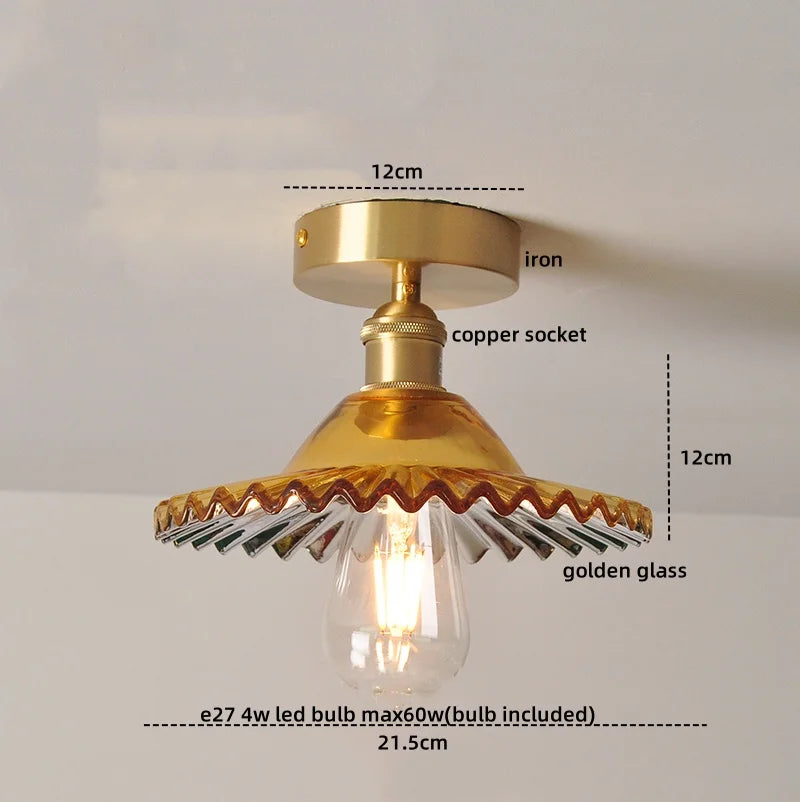 DecorBites™ مصباح سقف نحاسي زجاجي أخضر للشرفة والمطبخ LED حديث