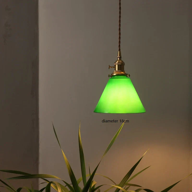 مصباح قلادة DecorBites™ LED الزجاجي الأخضر للمنزل والمطعم والبار والديكور على طراز الدور العلوي.