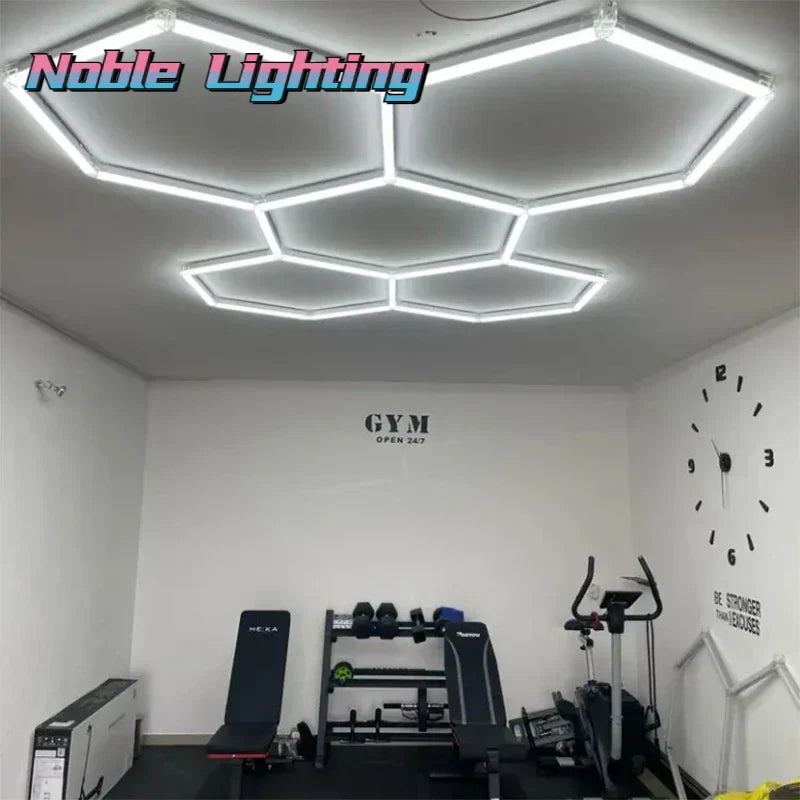DecorBites™ Hexagon LED Ceiling Light for Barbershop and Garage Hair Salon