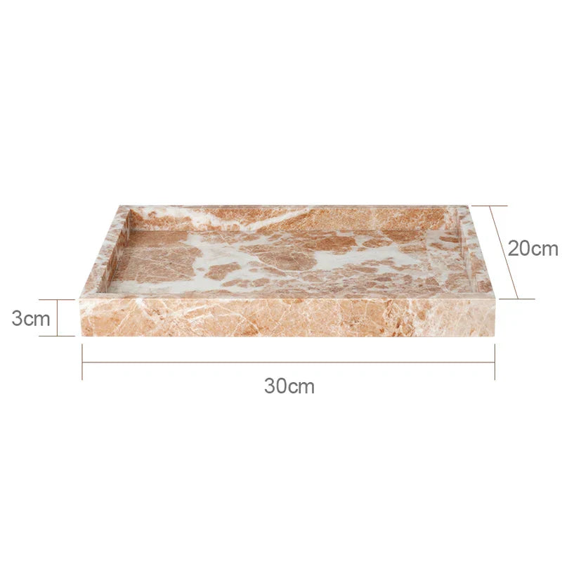DecorBites™ Coral Pink Marble Bathroom Accessories Set: Dispenser, Dish, Holder, Tissue Box, Tray