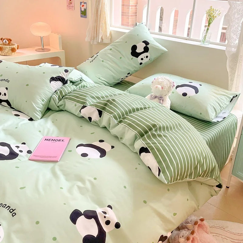 DecorBites™ Cotton Cartoon Printed Bed Set with Non-Fading Floral Patterns for Adults