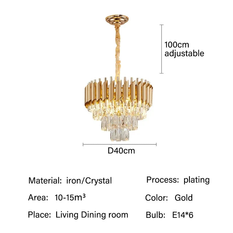 DecorBites™ Crystal Pendant Chandelier - Modern Luxury LED Lighting for Living, Dining, Bedroom
