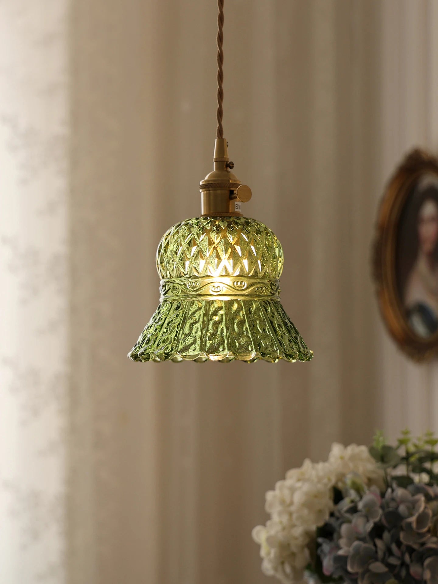 Multi-Style Nordic Pendant Lamp Green Glass Ceiling Lighting Kitchen Island Hand Brass Hanging Light fixtures for Dining Room
