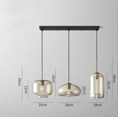 ثريا إضاءة معلقة زجاجية صناعية كلاسيكية DecorBites™ LED للمطاعم والمطابخ