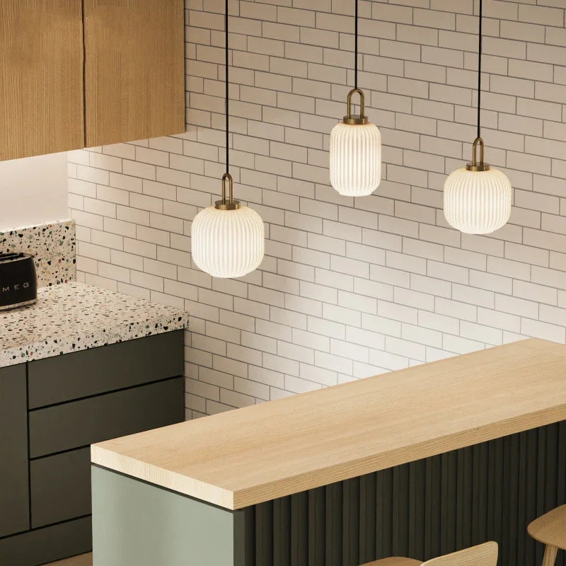 DecorBites™ مصباح معلق زجاجي ياباني: مصباح LED حديث على الطراز الاسكندنافي لغرفة النوم والديكور المنزلي