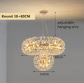 ثرية كريستال ذهبية من DecorBites™: مصباح LED فاخر معلق لغرفة المعيشة والطعام