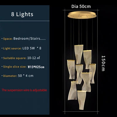 مصباح قلادة أكريليك LED من DecorBites™ لثريا درج حديثة فاخرة