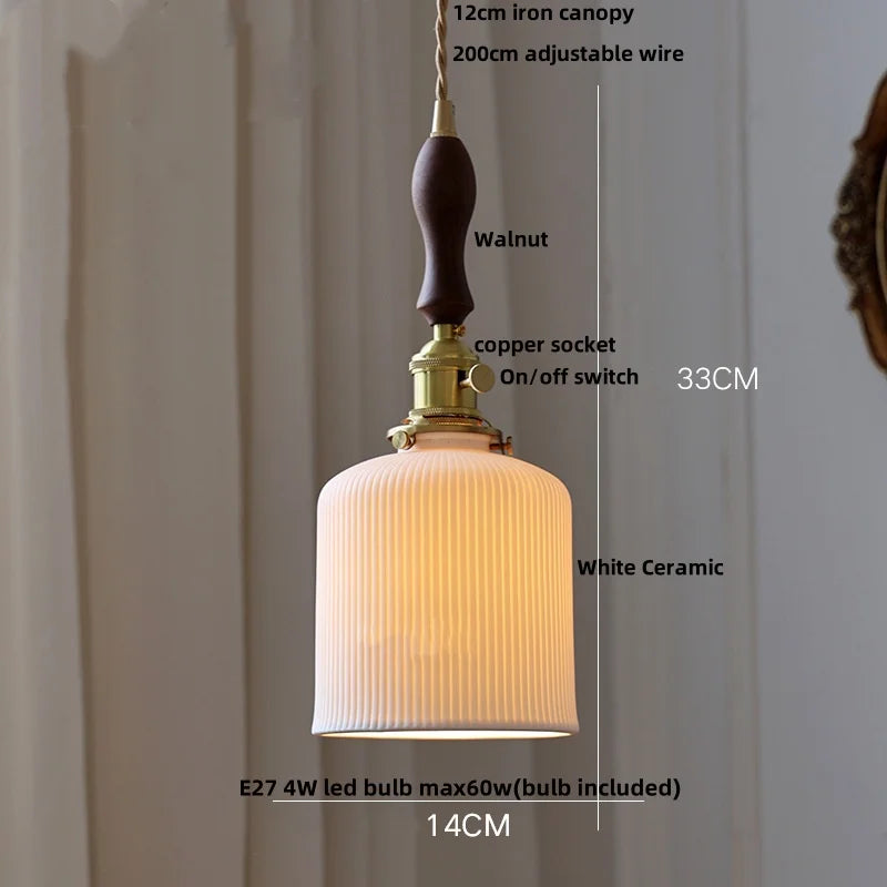 DecorBites™ Ceramic LED Pendant Lamp, Modern Nordic Design, Adjustable 2m Wire, White Finish