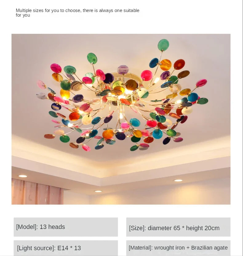 مصباح سقف DecorBites™ Leaf Agate: تصميم إسكندنافي عصري من اليشم لغرفة المعيشة والمطعم وغرفة النوم