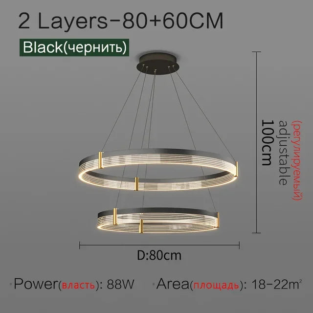 DecorBites™ Circle Chandelier Acrylic Shade, High-End Designer Hanging Lighting for Home and Restaurant