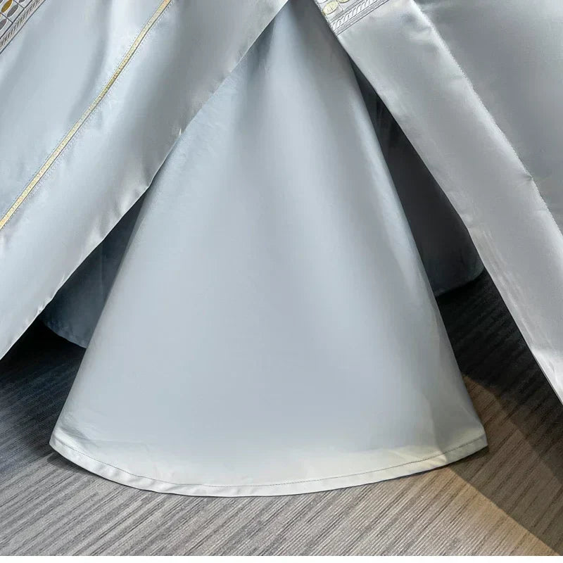 DecorBites™ 100s Egyptian Cotton Embroidery King Queen Bedding Set with Duvet Cover